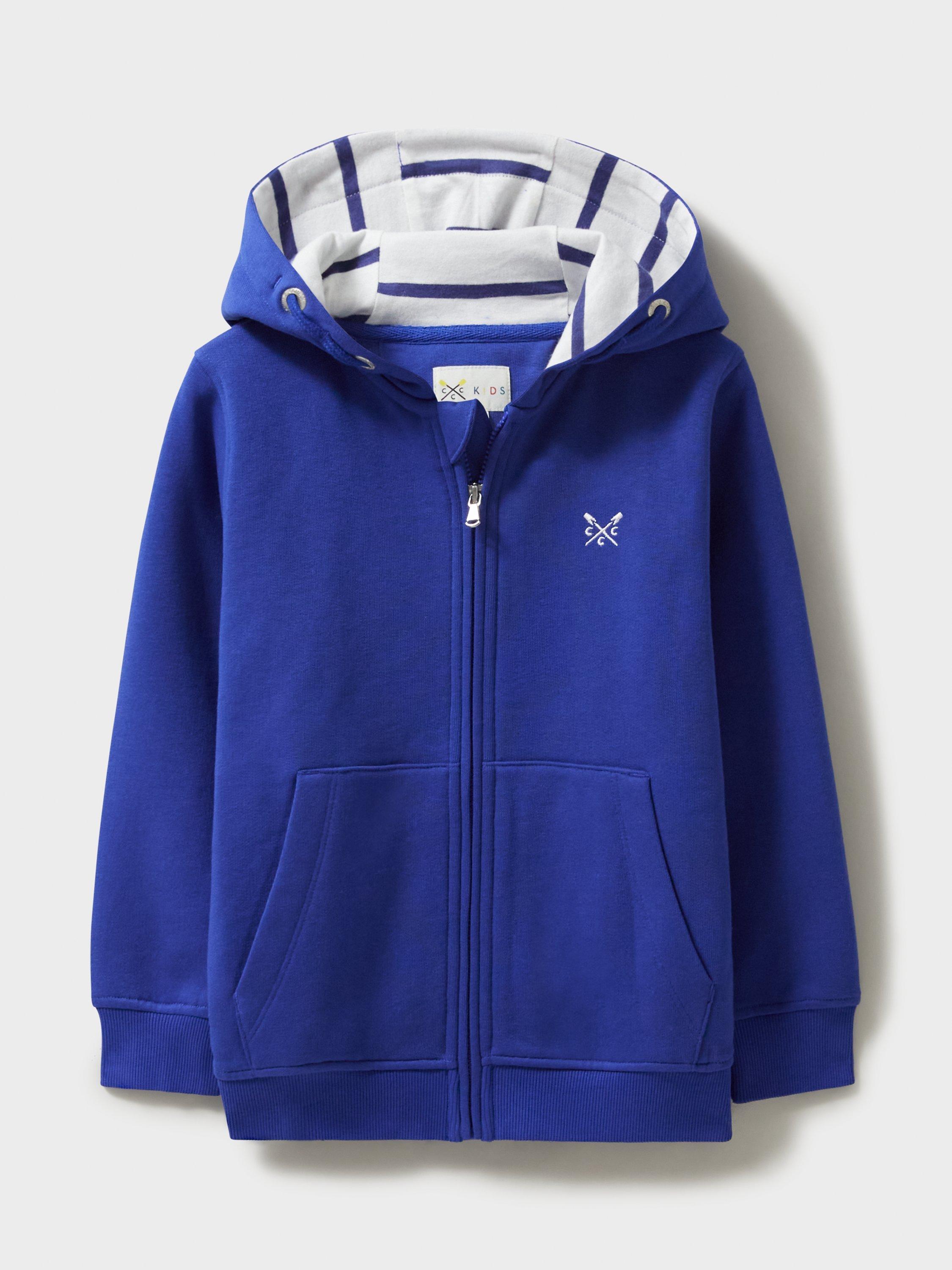 Crew Clothing Kids' Classic Zip Through Hoodie, Bright Blue, 3-4 years