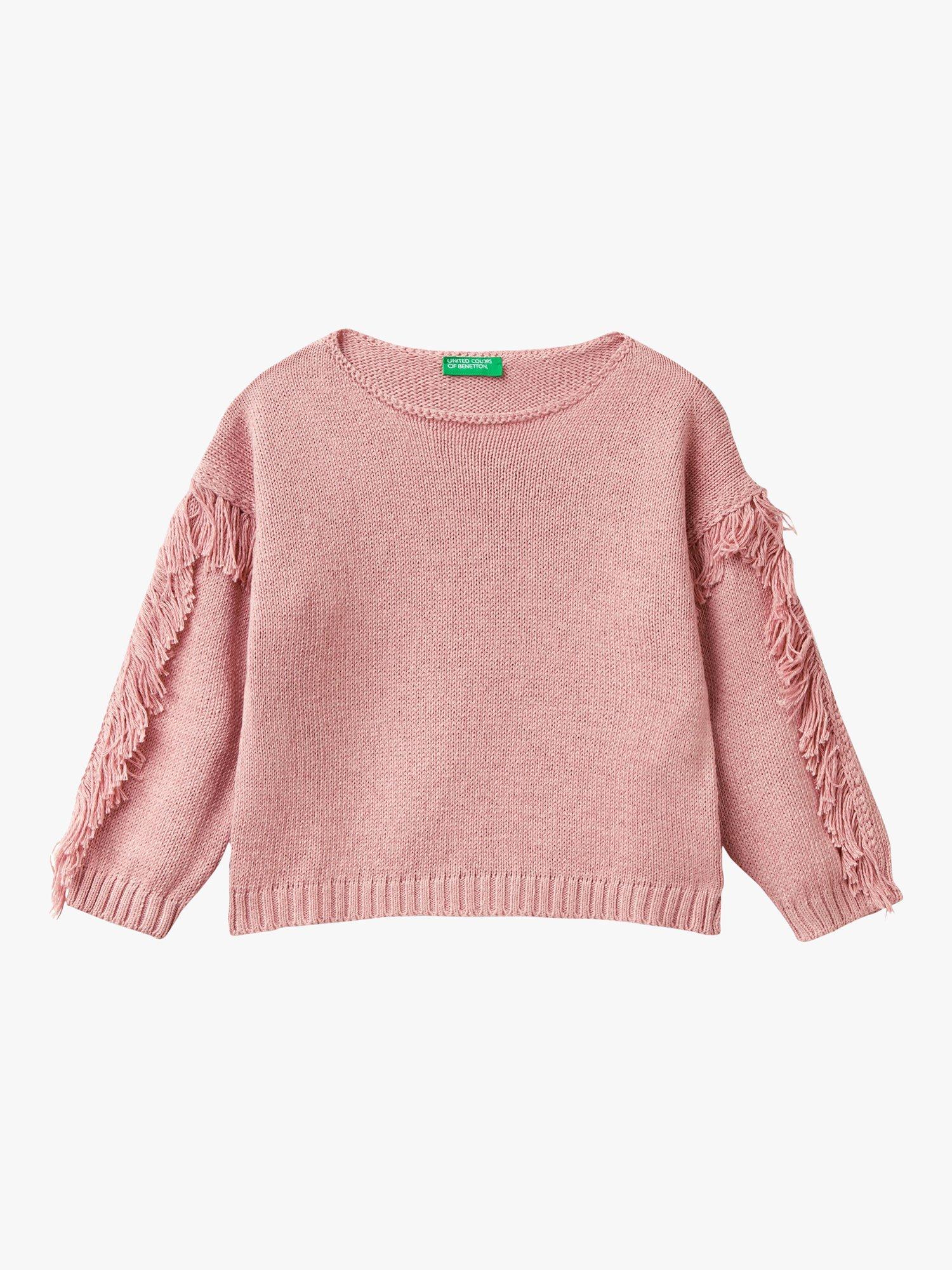 Benetton Kids' Fringe Detail Jumper, Powder