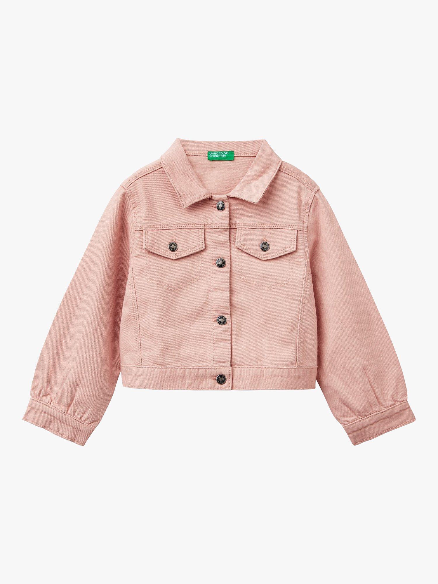 Benetton Kids' Cropped Stretch Cotton Canvas Jacket, Powder