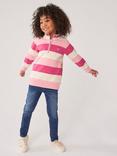 Crew Clothing Kids' Stripe Half Zip Sweatshirt, Pink/Multi