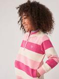 Crew Clothing Kids' Stripe Half Zip Sweatshirt, Pink/Multi