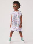 Crew Clothing Kids' Short Sleeve Mermaid & Stripe Print Cotton Jersey Dress, Multi