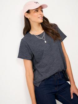 Crew Clothing Perfect Crew Stripe Slub T-Shirt, Navy/White