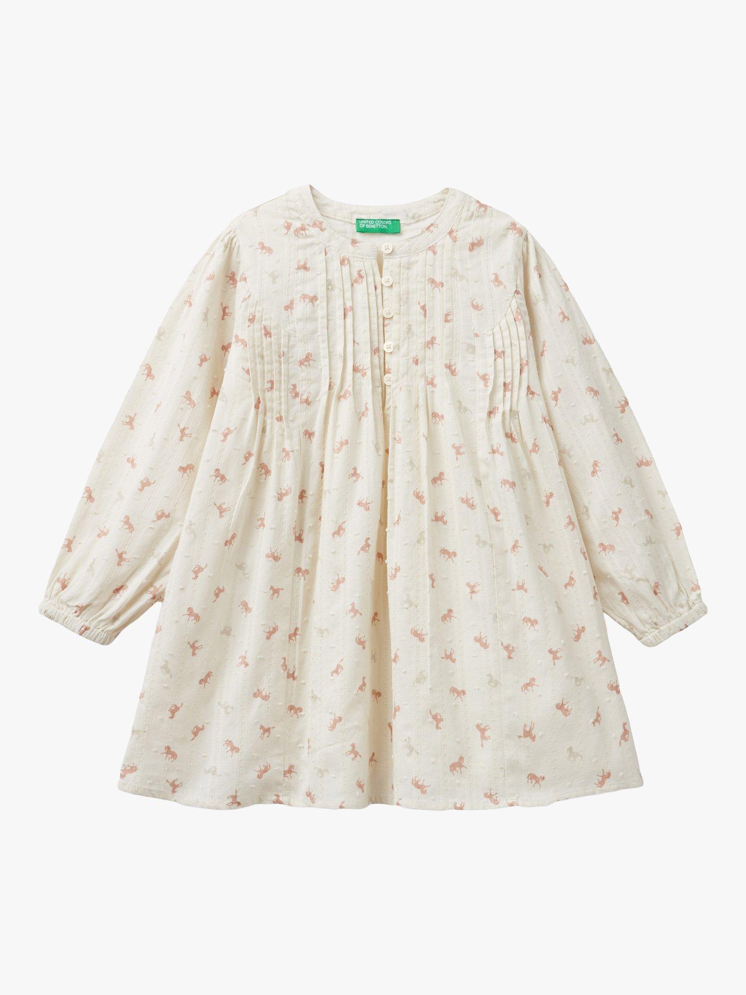 Benetton Kids' Horses Print Muslin Dress, Multi