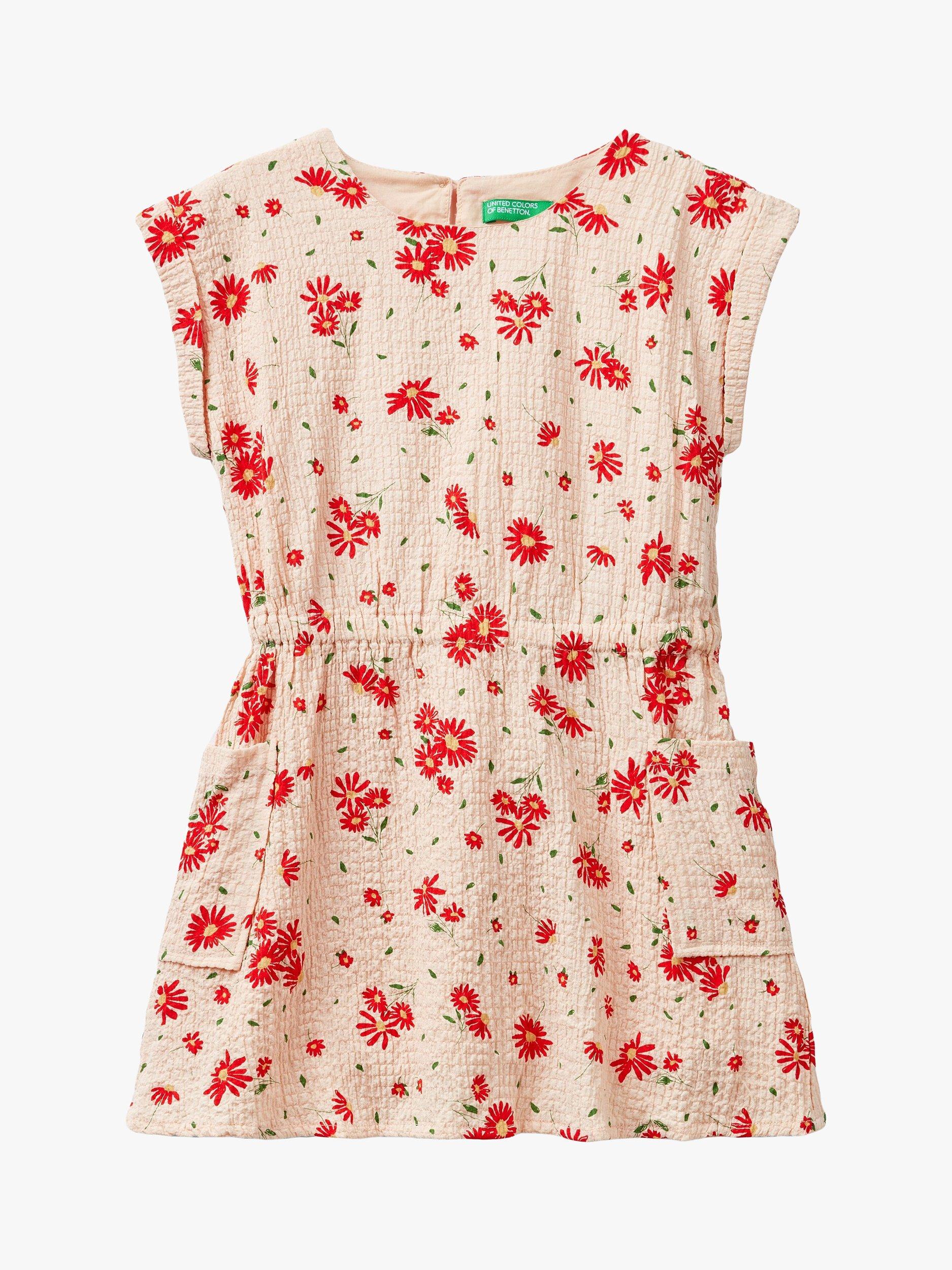 Benetton Kids' Floral Print A-Line Dress, Multi