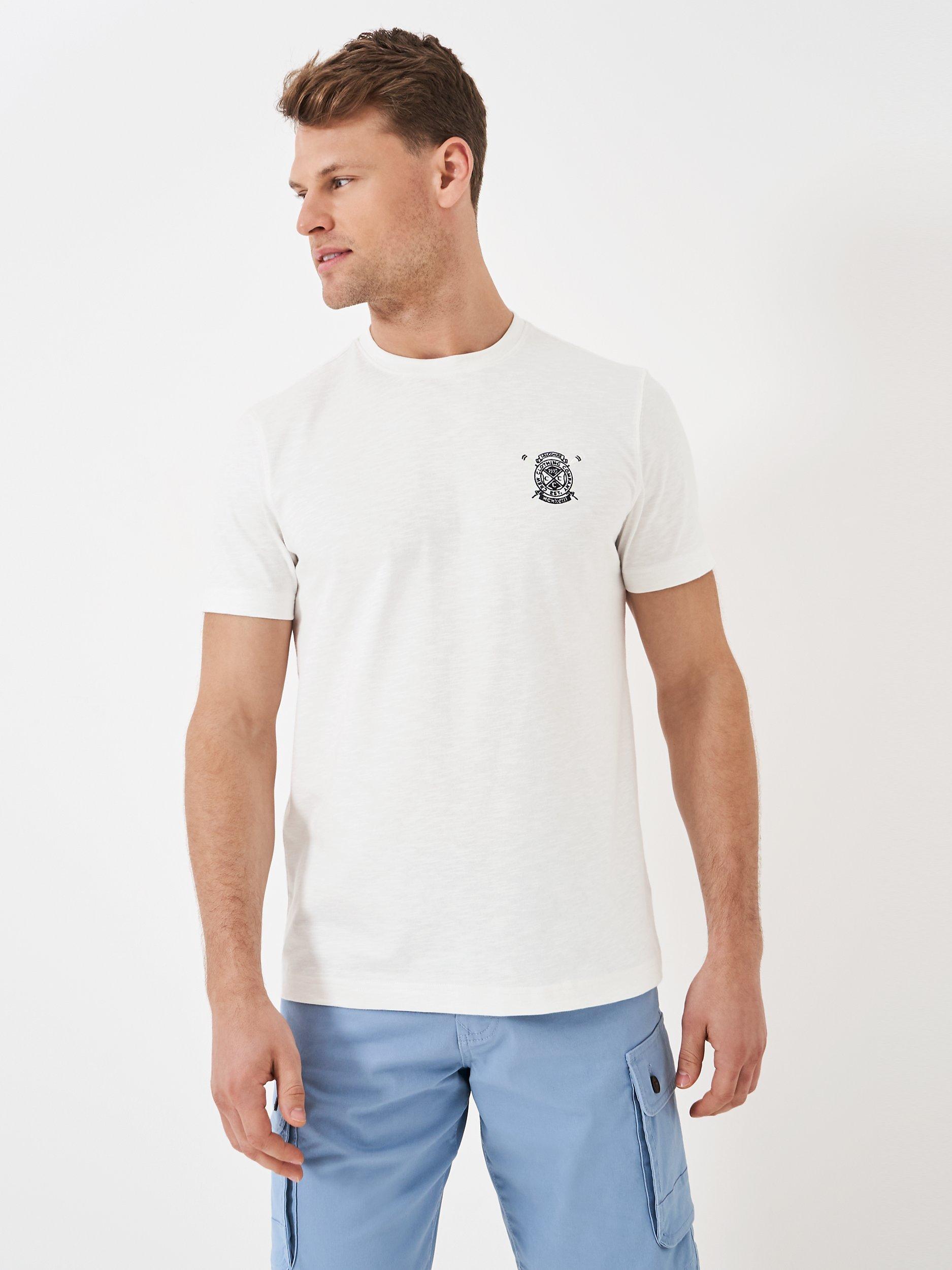 Crew Clothing Embroidered Logo T-Shirt, White