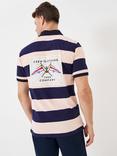 Crew Clothing Patsford Pique Multi Stripe Polo Shirt, Pastel Pink