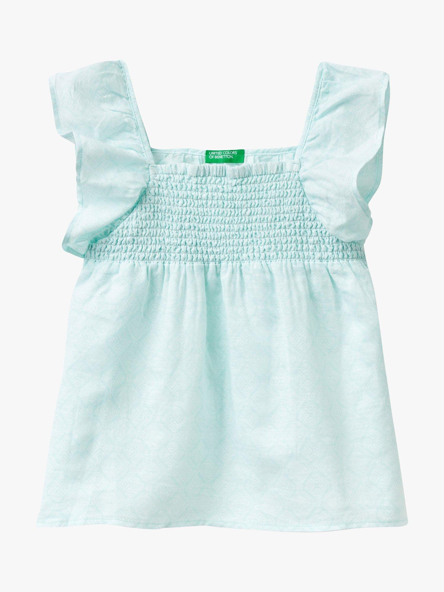 Benetton Kids' Sleeveless Smocked Blouse, Mint