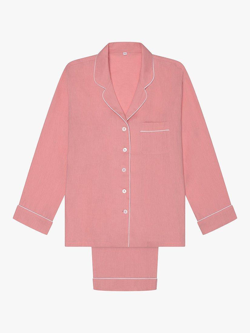 Product image 4 of 6, which shows Piglet in Bed Linen Blend Pyjama Trouser Set, Pink Bloom, XS