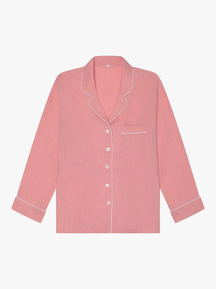 Product image 5 of 6, which shows Piglet in Bed Linen Blend Pyjama Trouser Set, Pink Bloom, XS