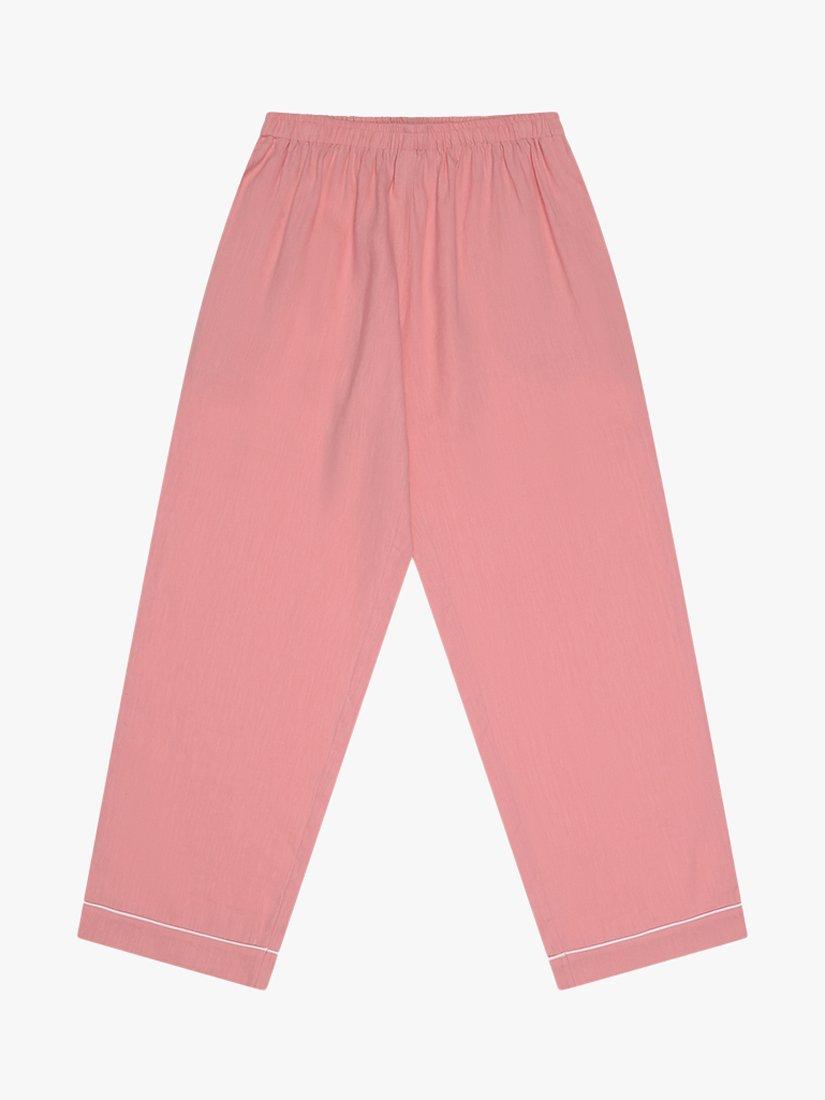 Product image 6 of 6, which shows Piglet in Bed Linen Blend Pyjama Trouser Set, Pink Bloom, XS