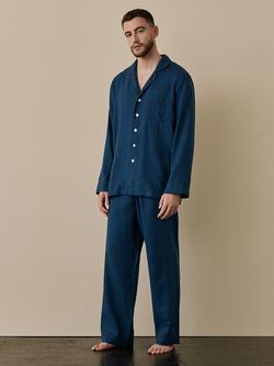 Piglet in Bed Linen Blend Pyjama Trouser Set - view 2, Marine Blue