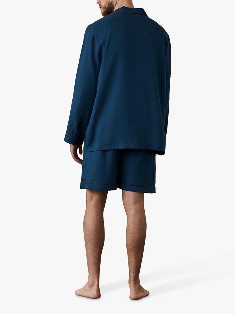 Product image 2 of 6, which shows Piglet in Bed Linen Blend Pyjama Shorts Set, Marine Blue, XS