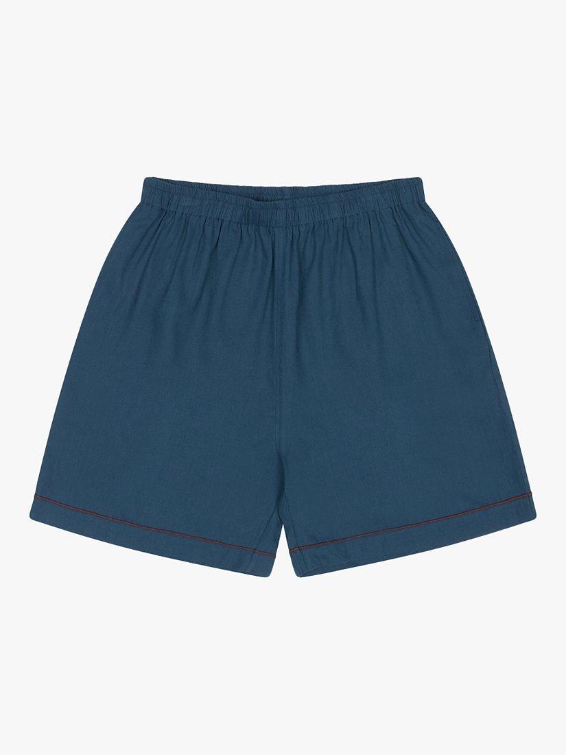 Product image 6 of 6, which shows Piglet in Bed Linen Blend Pyjama Shorts Set, Marine Blue, XS