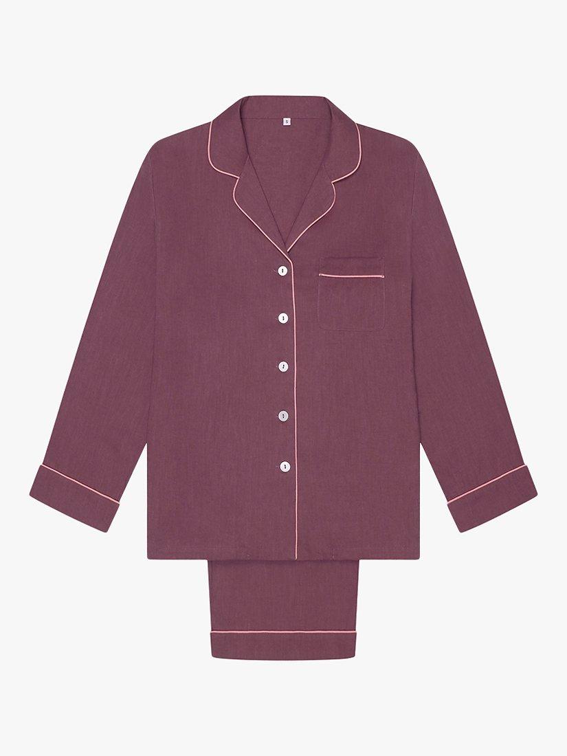 Product image 4 of 6, which shows Piglet in Bed Linen Blend Pyjama Trouser Set, Fresh Fig, XS
