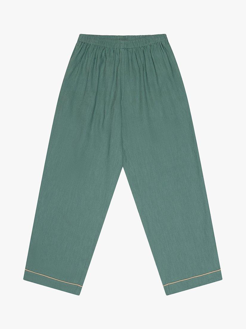Product image 5 of 6, which shows Piglet in Bed Linen Blend Pyjama Trouser Set, Tranquil Green, XS