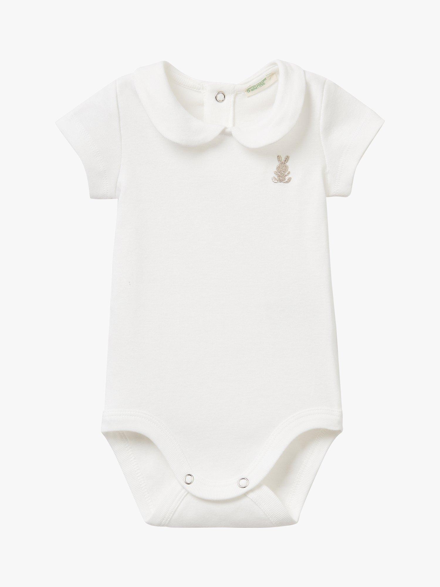 Benetton Baby Collared Cotton Bodysuit, Off White