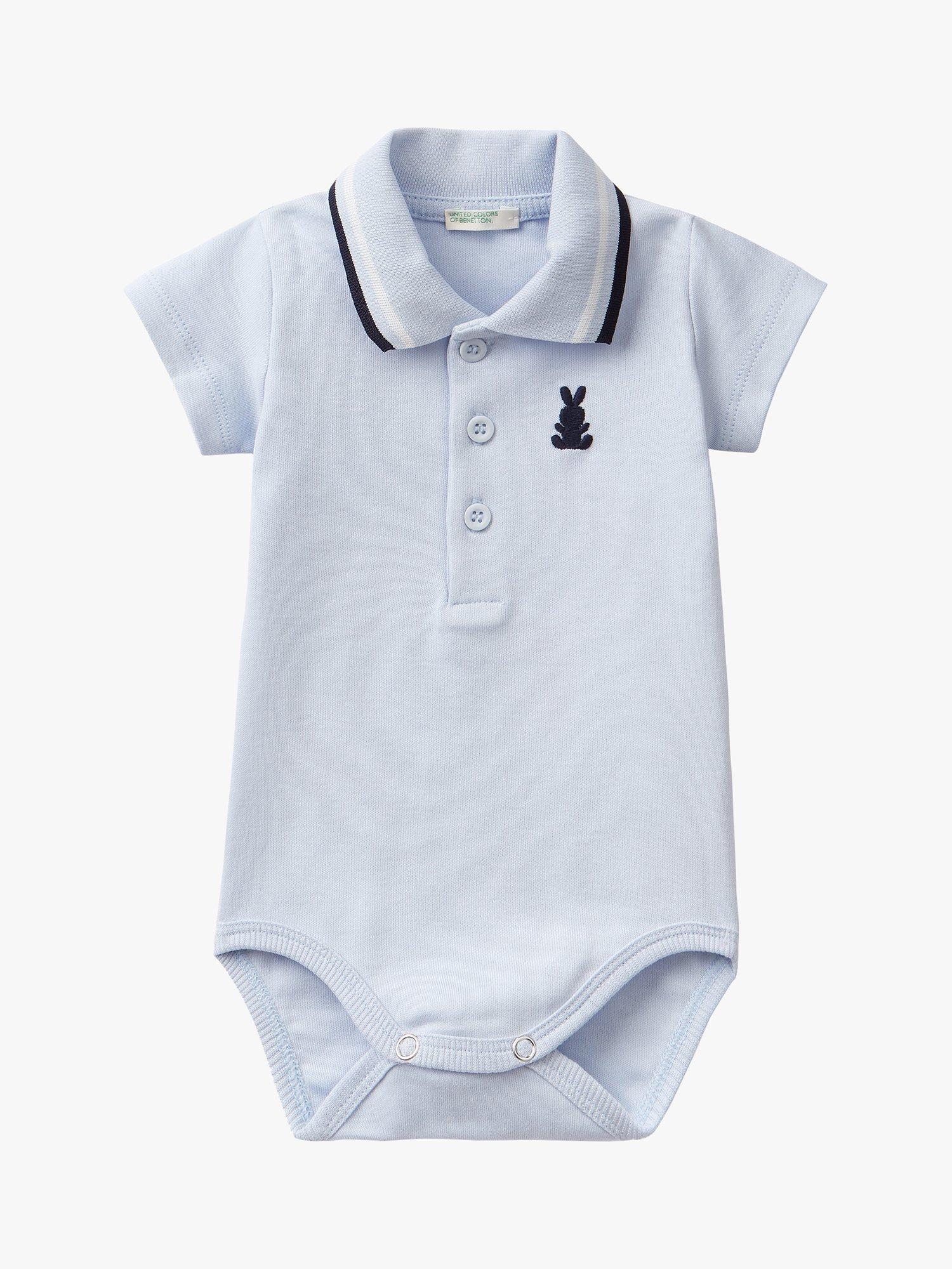Benetton Baby Polo Bodysuit, Light Blue Powder
