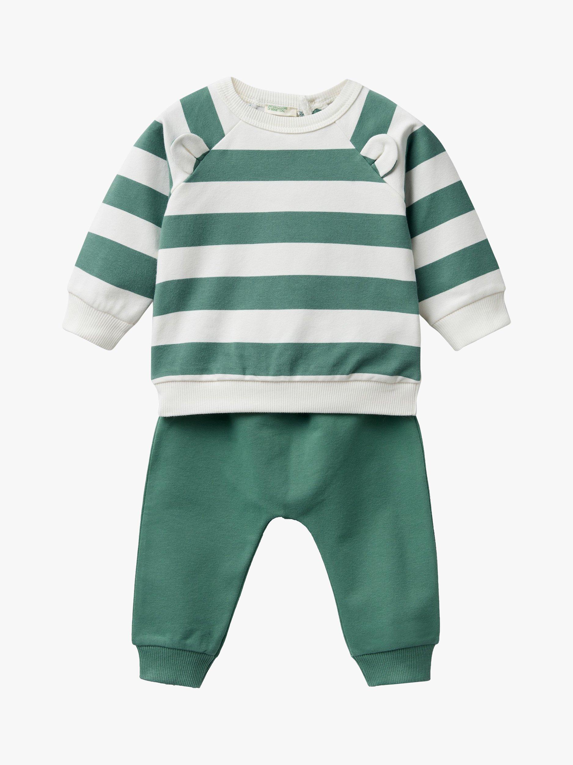 Benetton Baby Stripe Ears Sweatshirt & Joggers Set, Green