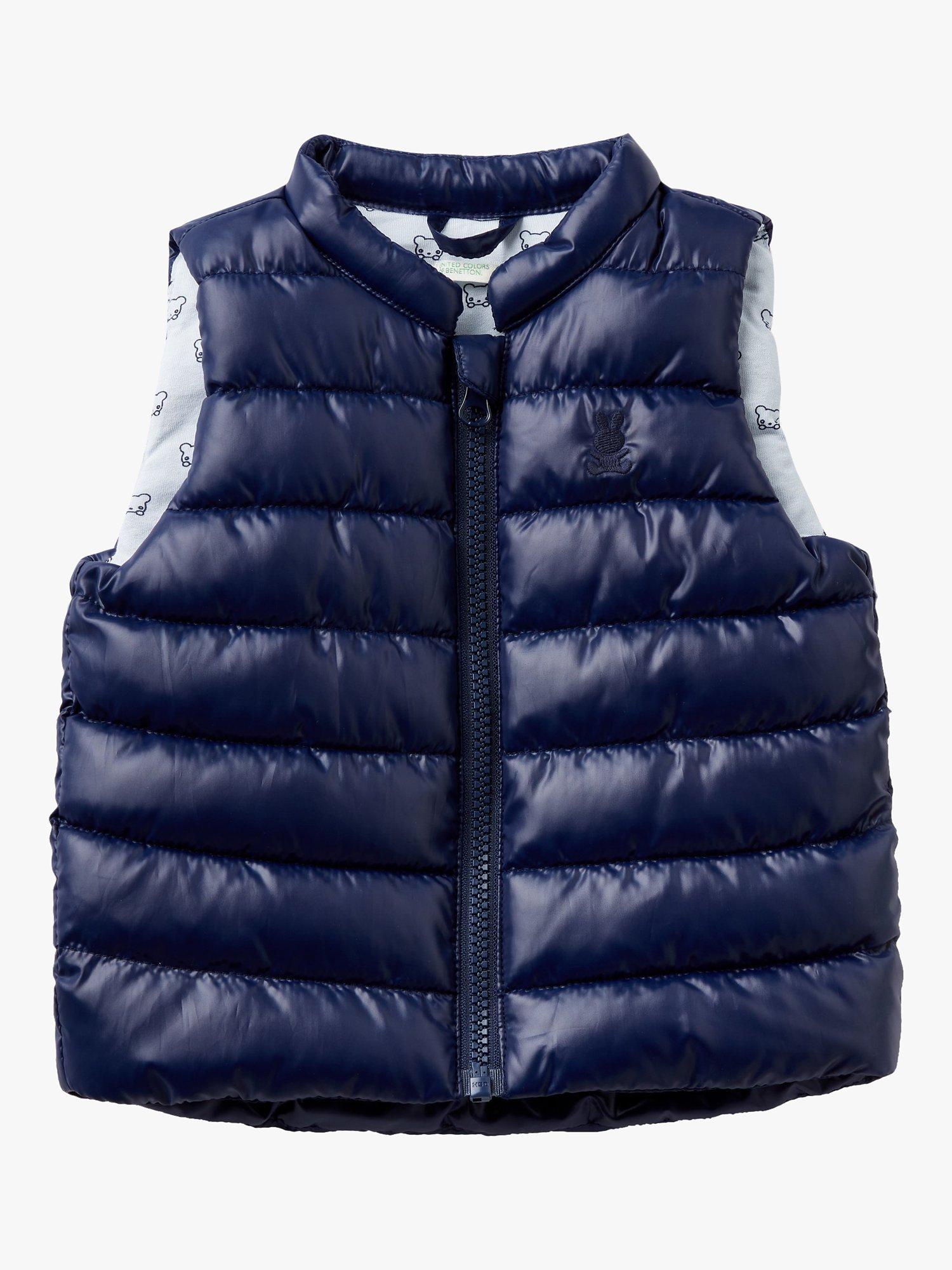 Benetton Baby Teddy Motif Padded Gilet, Night Blue