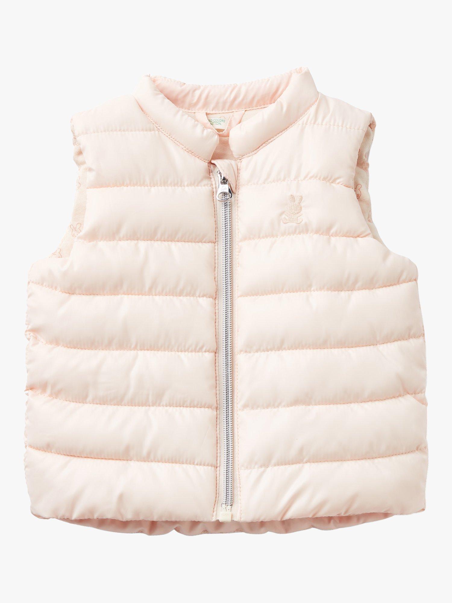Benetton Baby Teddy Motif Padded Gilet, Light Powder