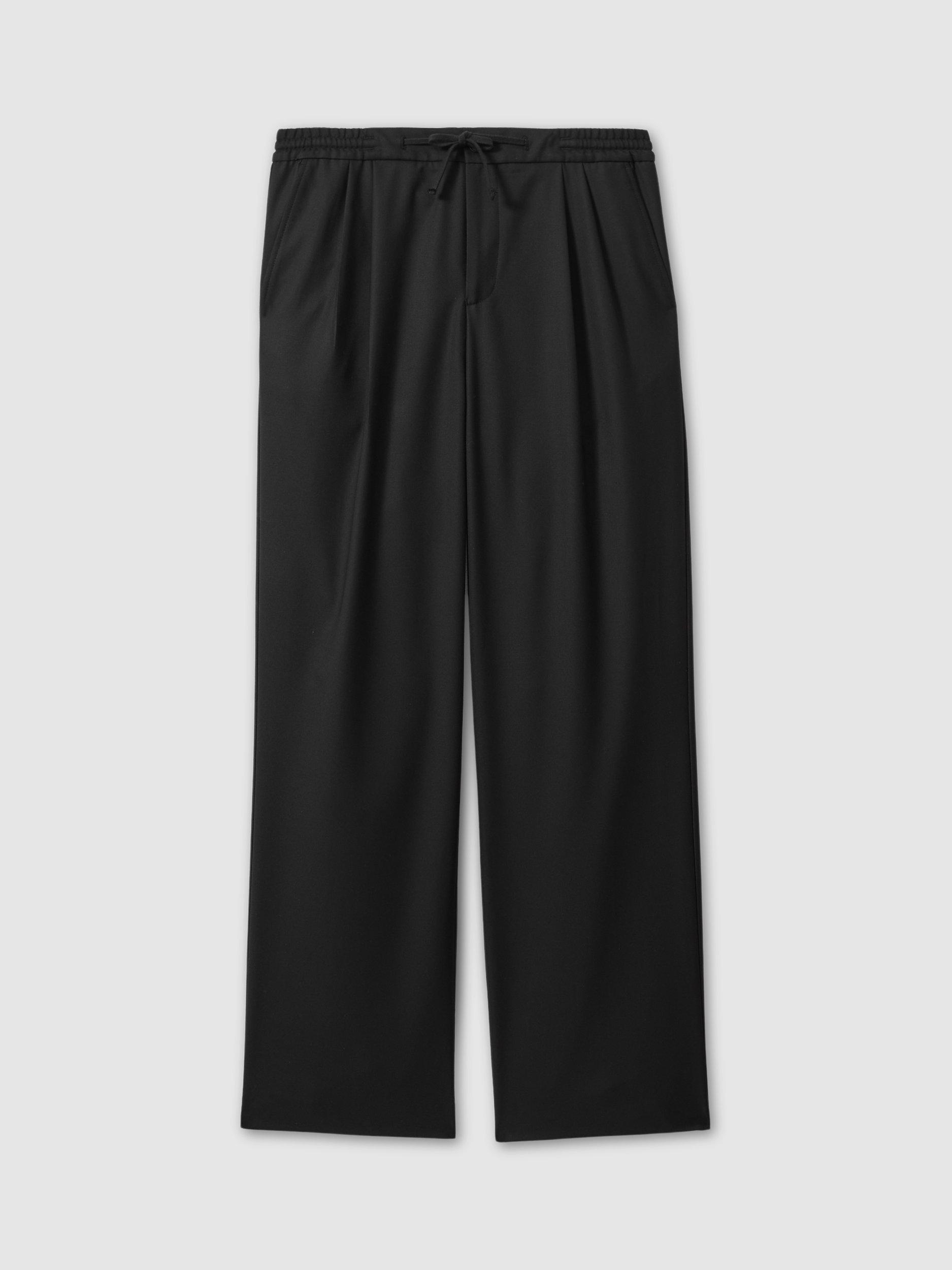 Product image 5 of 5, which shows Reiss Arden Relaxed Twill Drawstring Trousers, Black, 28R