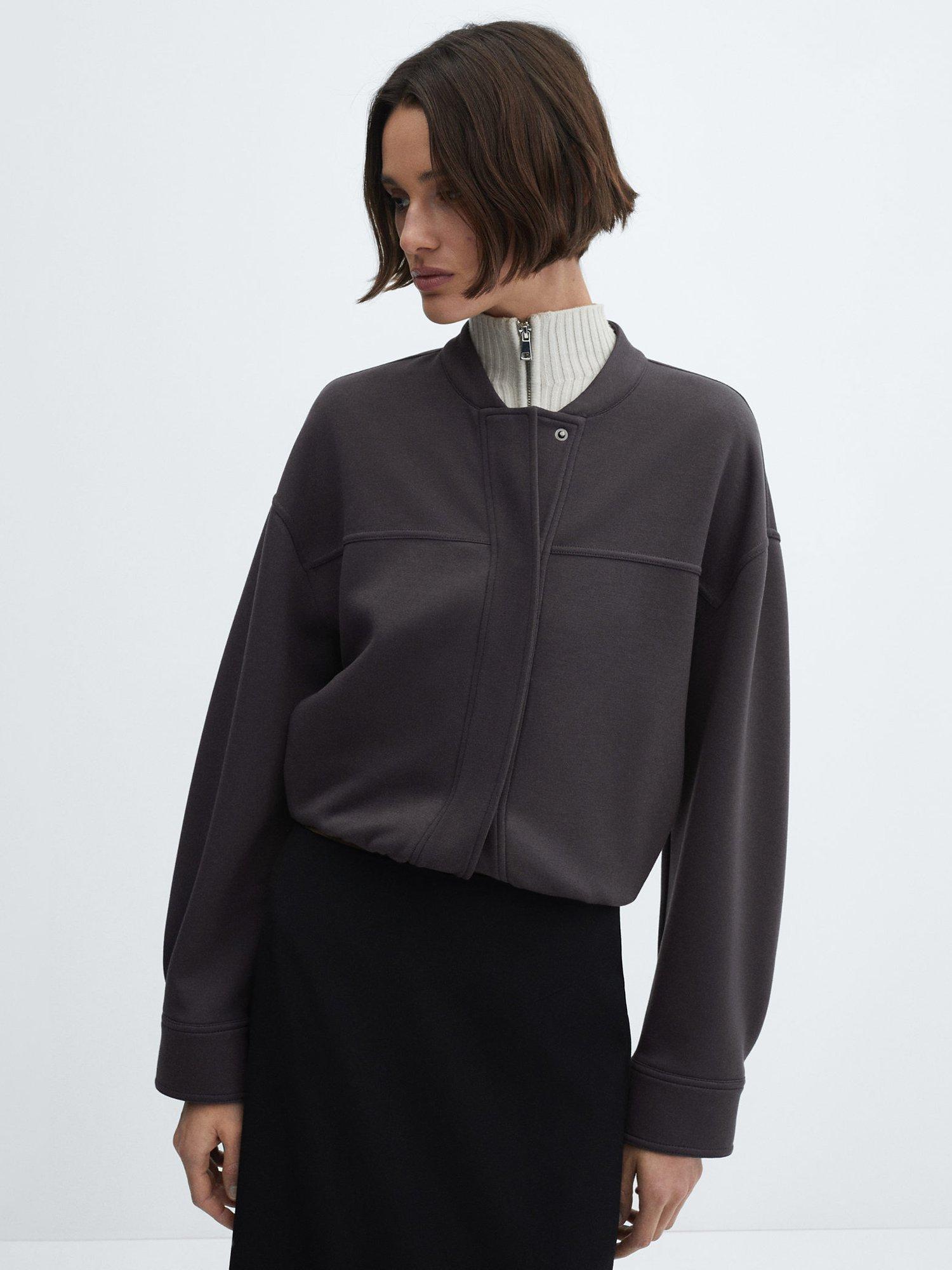 Mango Bomber Jacket, Charcoal