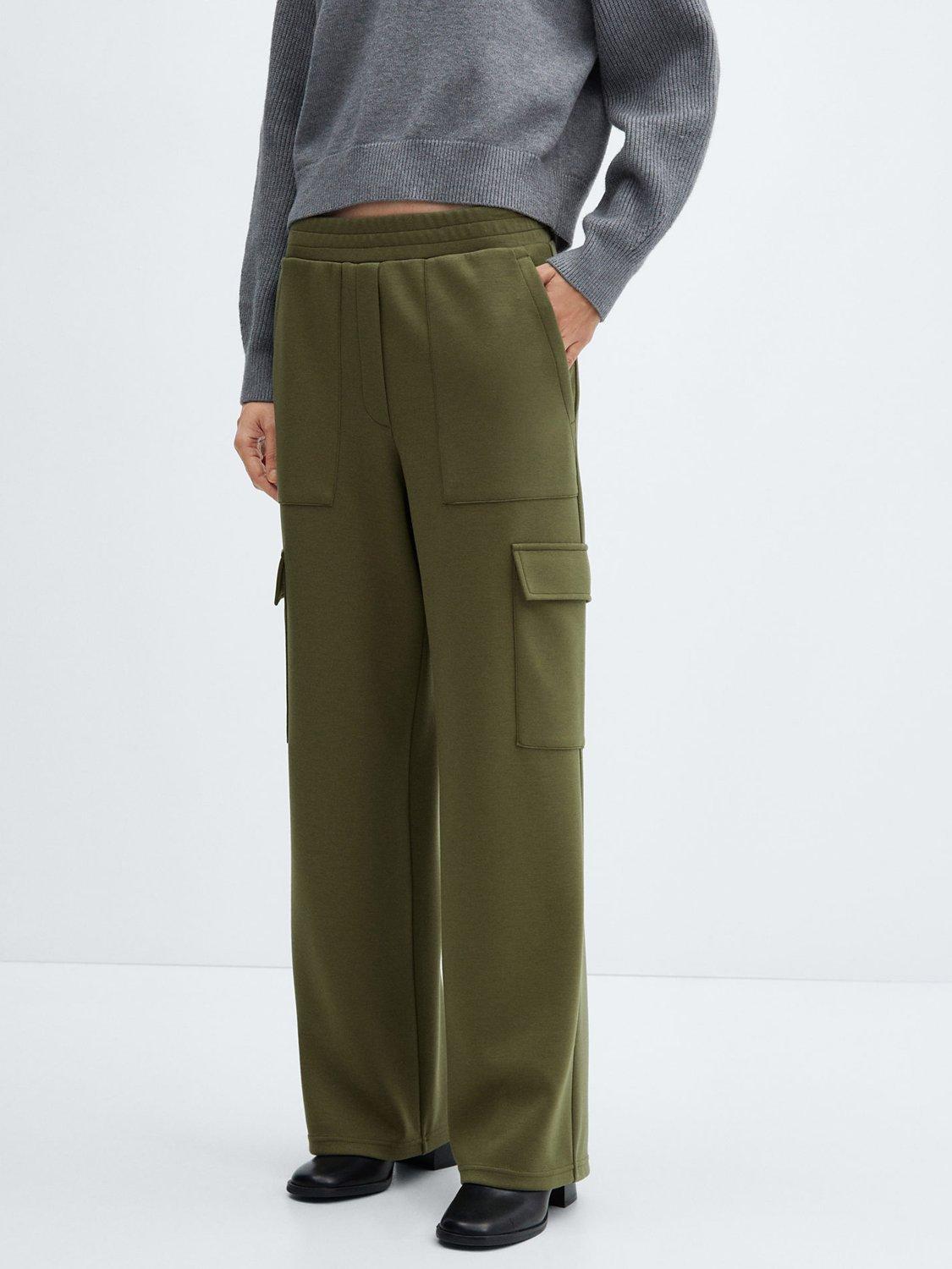 Mango Bremo Elastic Cargo Trousers, Khaki