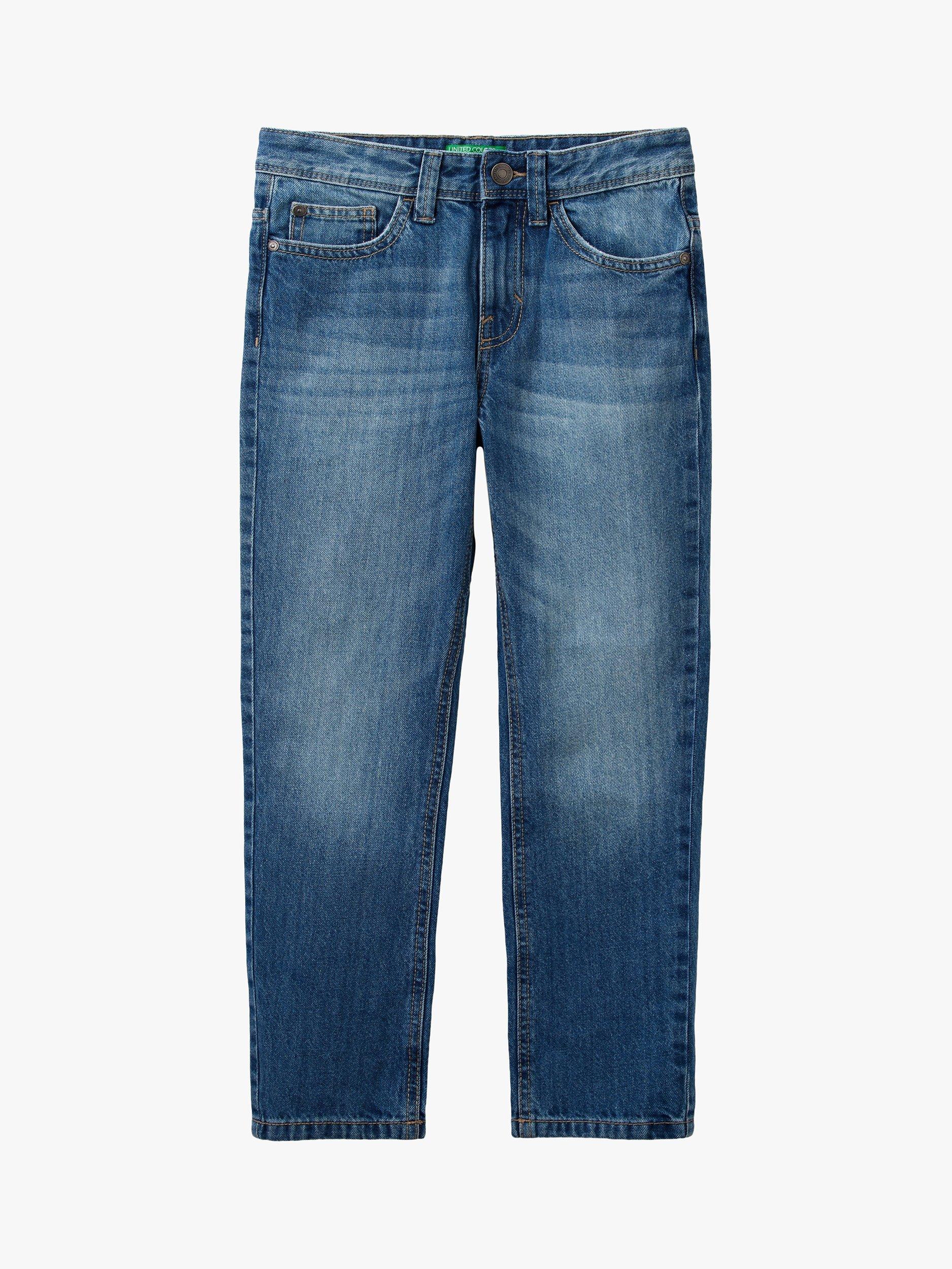 Product image 1 of 2, which shows Benetton Kids' Straight Leg Jeans, Mid Blue, 6-7 years