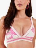 Accessorize Squiggle Print Crochet Trim Swim Top, Pink