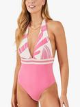 Accessorize Plunge Halterneck Swimsuit, Pink