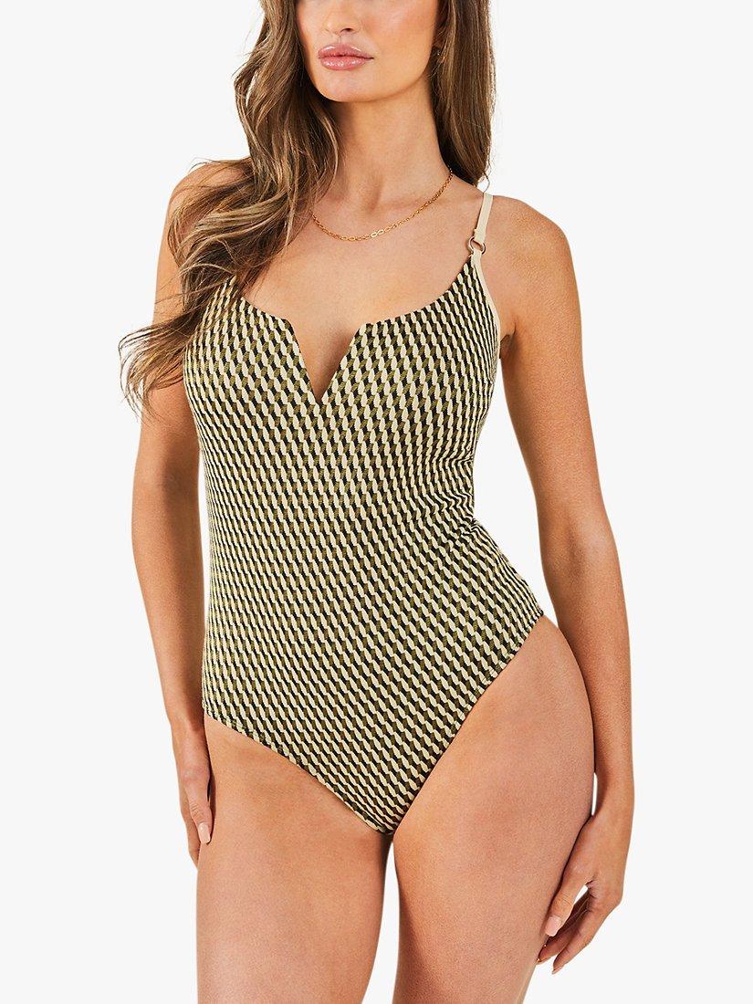 Product image 1 of 4, which shows Accessorize Textured Jacquard Swimsuit, Multi, 12