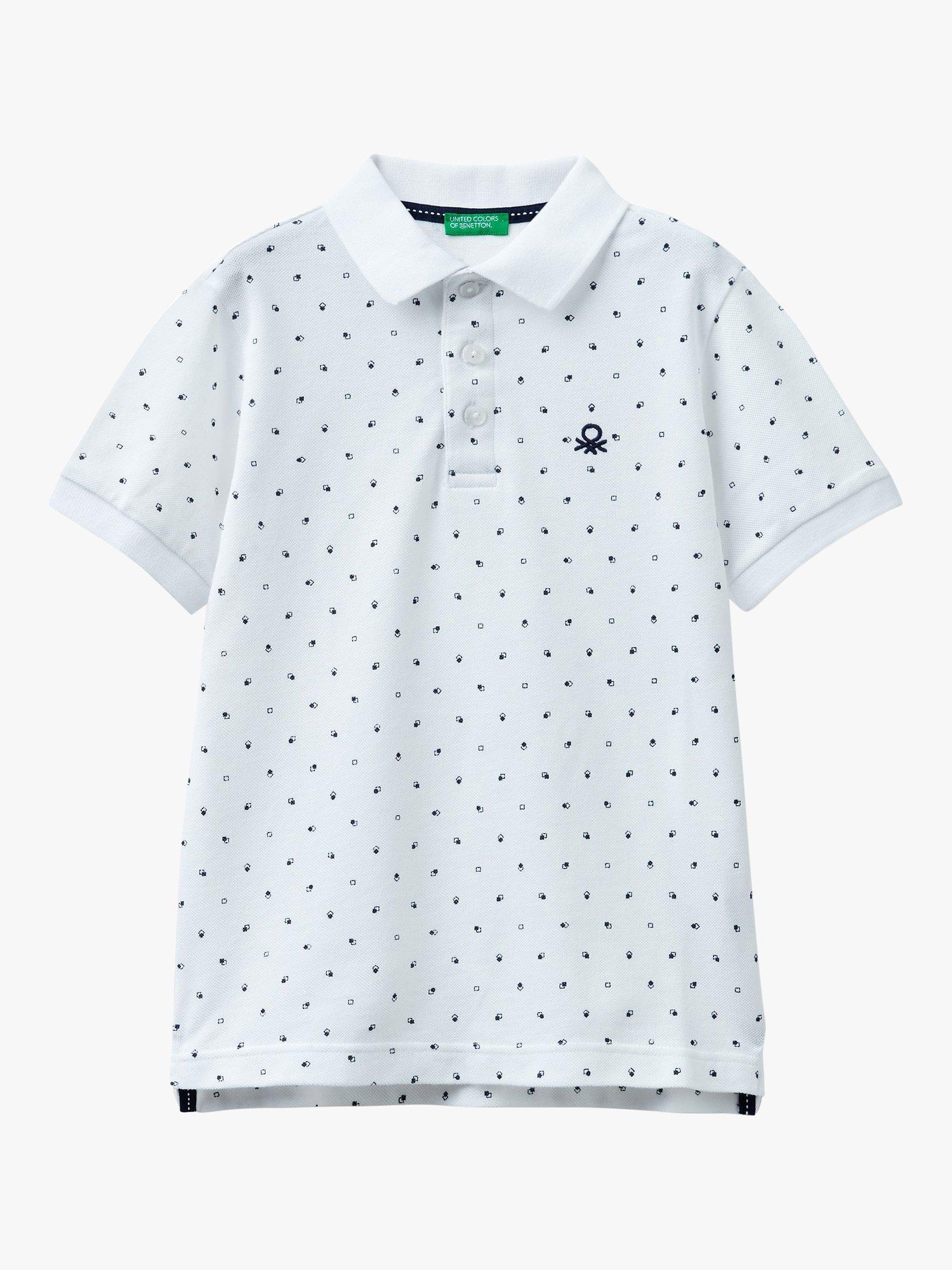 Benetton Kids' Micro Piquet Short Sleeve Polo Shirt, Optical White
