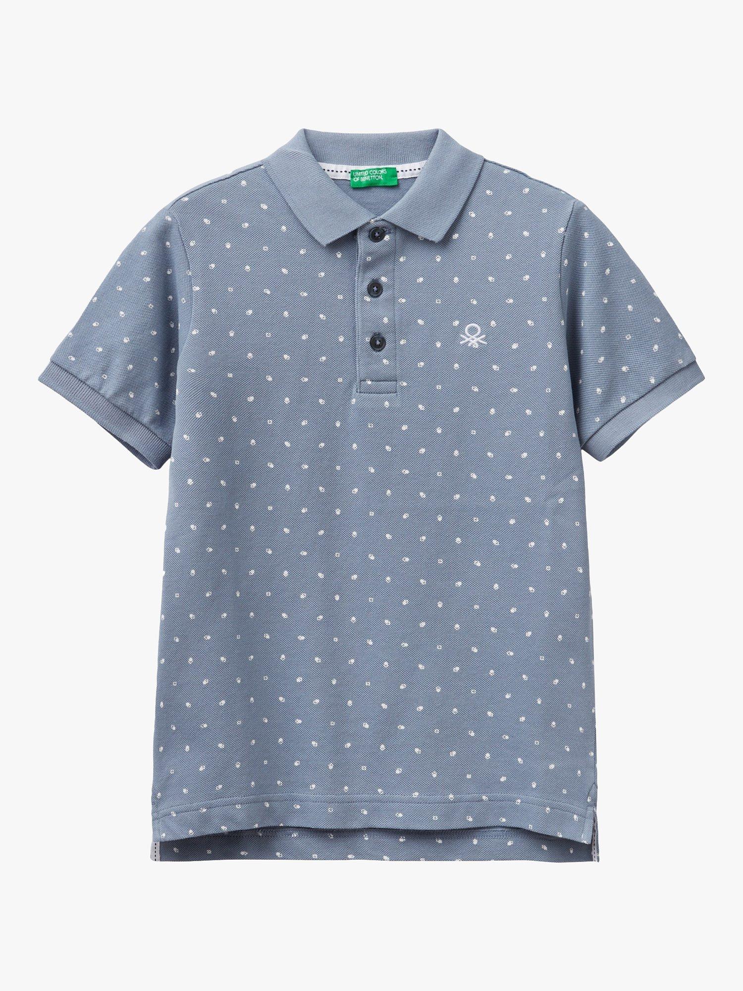 Benetton Kids' Micro Piquet Short Sleeve Polo Shirt, Grey