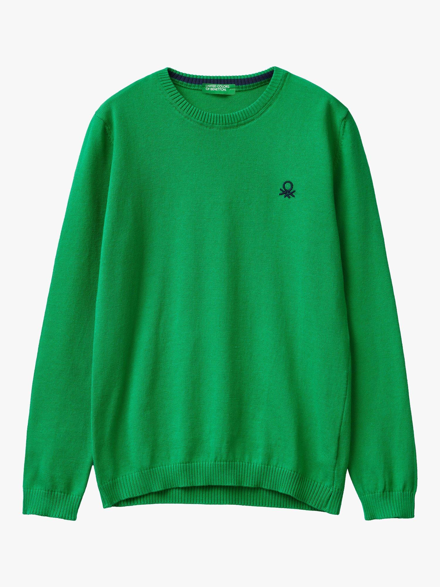 Benetton Kids' Easy Care Crew Neck Jumper, Intense Green
