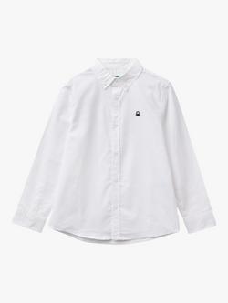 Benetton Kids' Button Down Shirt, Optical White