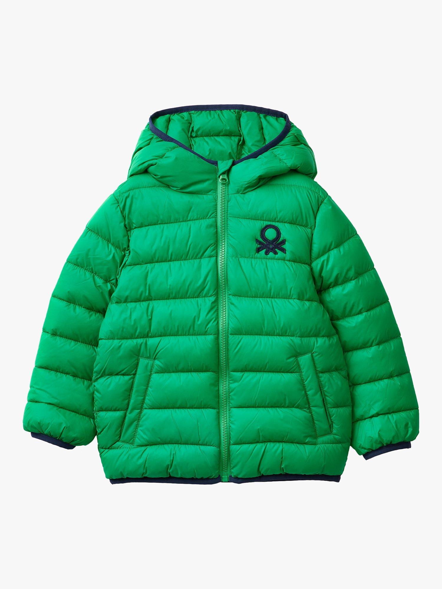 Benetton Kids' Hooded Puffer Jacket, Intense Green