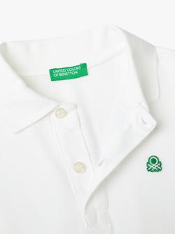 Benetton Kids' Cotton Short Sleeve Polo Shirt - view 2, Optical White