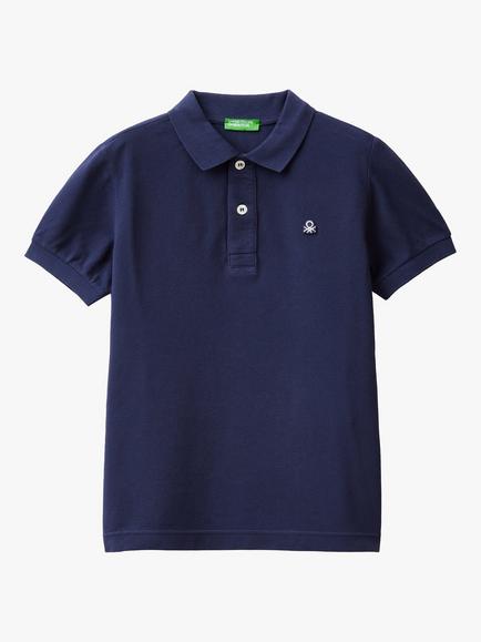 Benetton Kids' Cotton Short Sleeve Polo Shirt, Night Blue