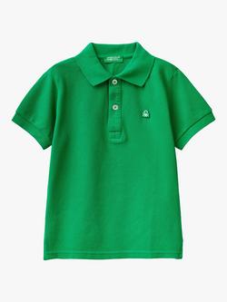 Benetton Kids' Cotton Short Sleeve Polo Shirt, Intense Green