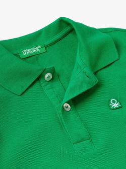 Benetton Kids' Cotton Short Sleeve Polo Shirt - view 2, Intense Green