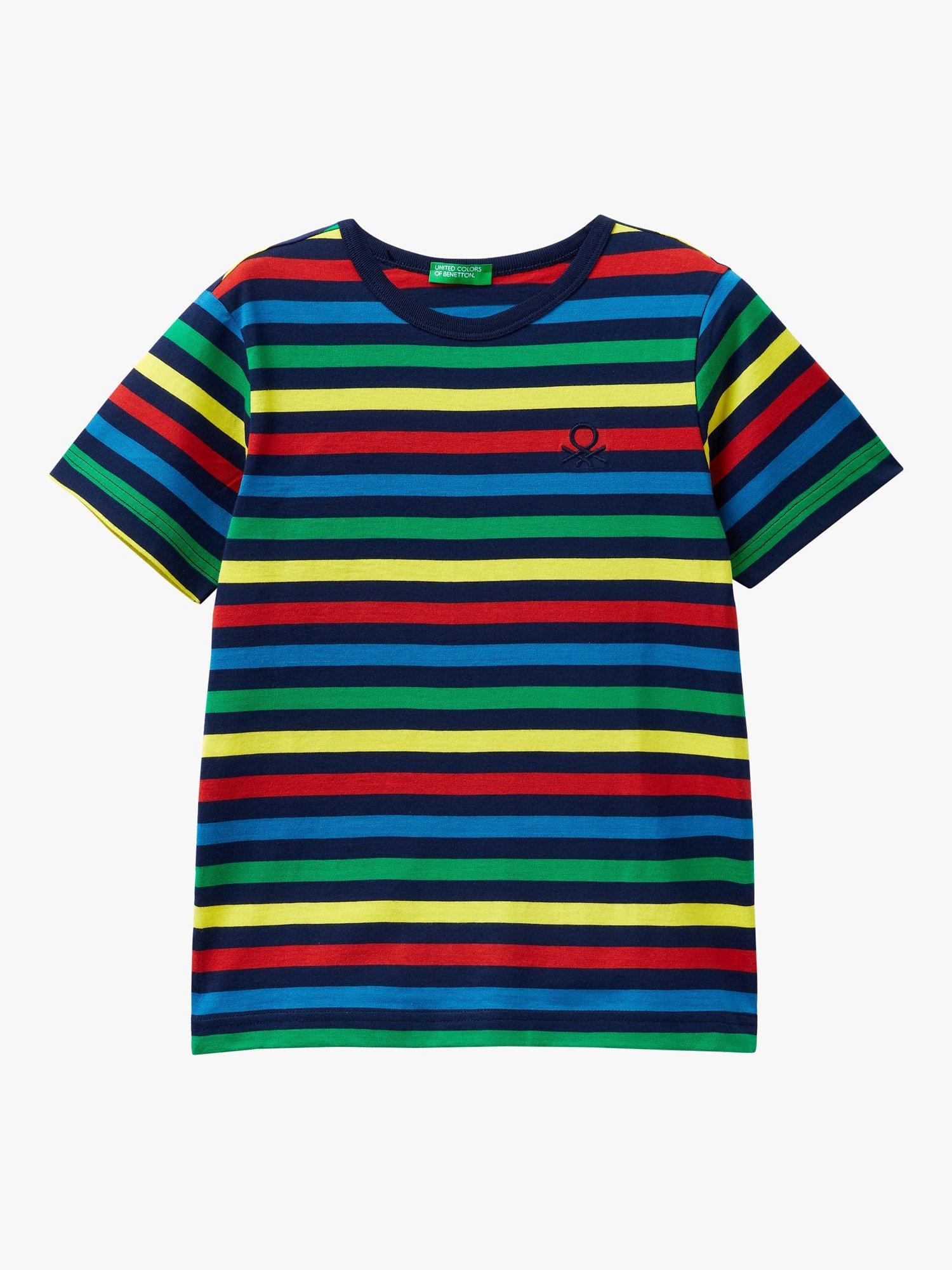 Benetton Kids' Stripe Jersey T-Shirt, Navy/Multi