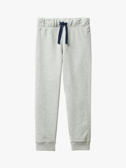 Benetton Kids' Cotton Joggers, Medium Melange Grey