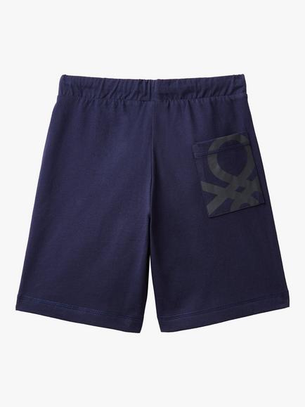 Benetton Kids' Organic Cotton Bermuda Shorts - view 2, Night Blue