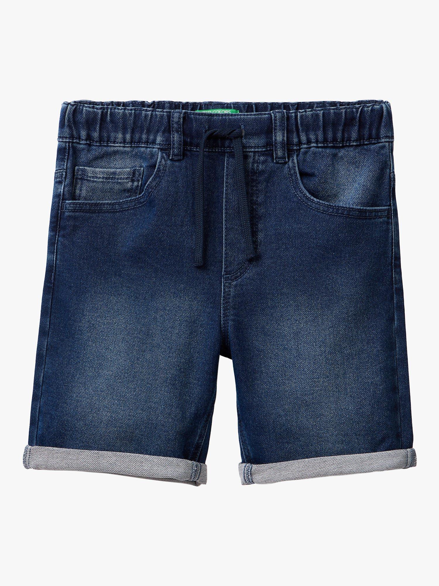 Benetton Kids' Denim Drawstring Bermuda Shorts, Blue Denim