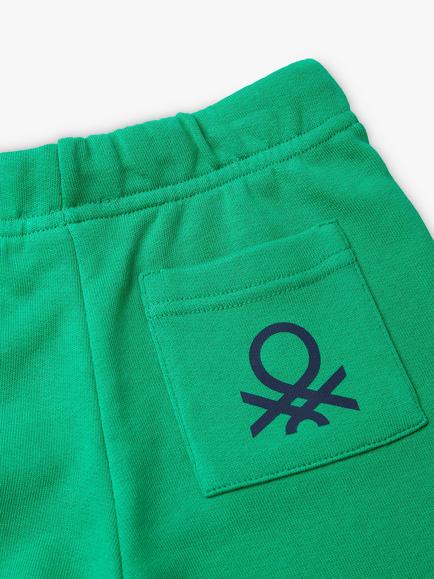 Benetton Kids' Elasticated Waist Shorts - view 2, Intense Green