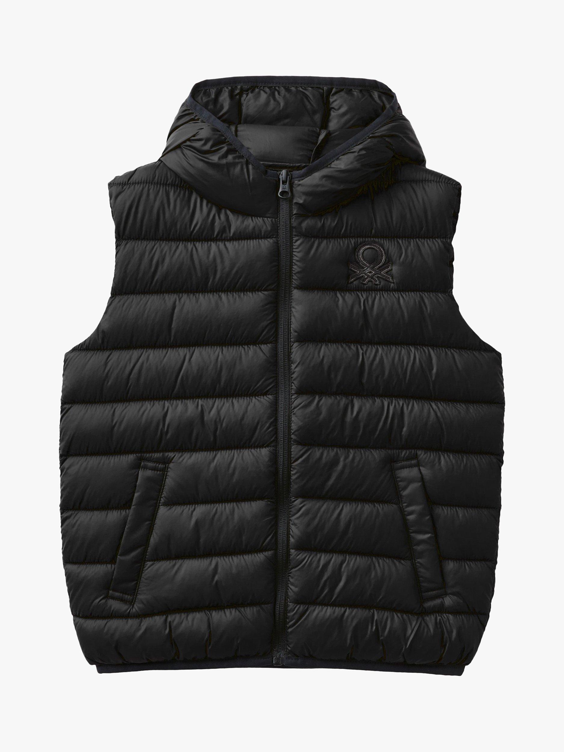 Benetton Kids' Sleeveless Hooded Puffer Jacket, Black