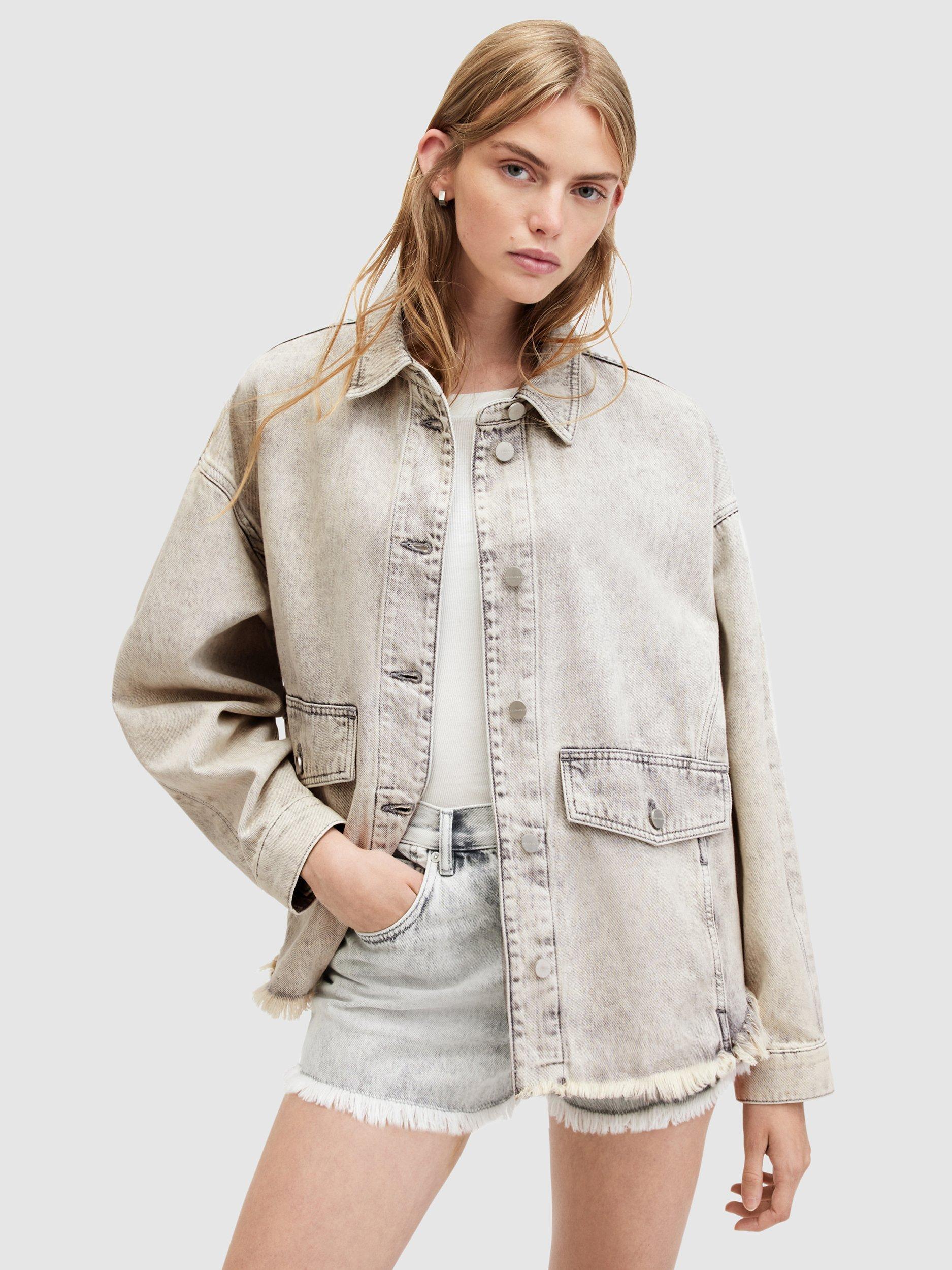 AllSaints Hettie Denim Shacket, Snow Grey