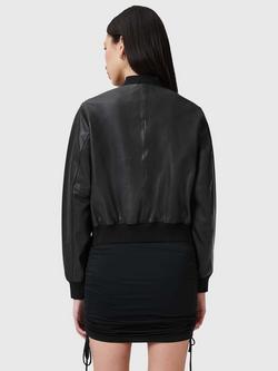 AllSaints Orten Leather Bomber Jacket, Black - view 2, Black