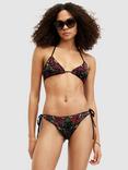 AllSaints Jamilia Sequin Embroidery Bikini Top, Black/Multi